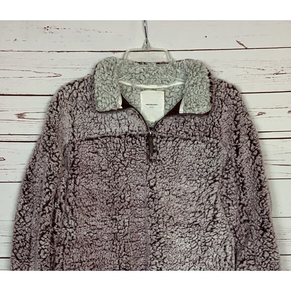 Thread & Supply Nordstrom Women's L Large Wine Sherpa Quarter Zip Fuzzy Pullover - Picture 4 of 12